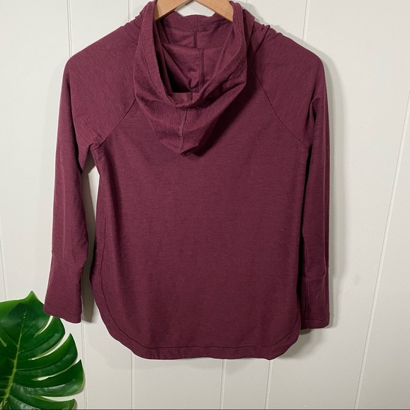Apana Mock Neck Athletic Hoodie Top with Drawstring Maroon Women's Size XS - Picture 5 of 9
